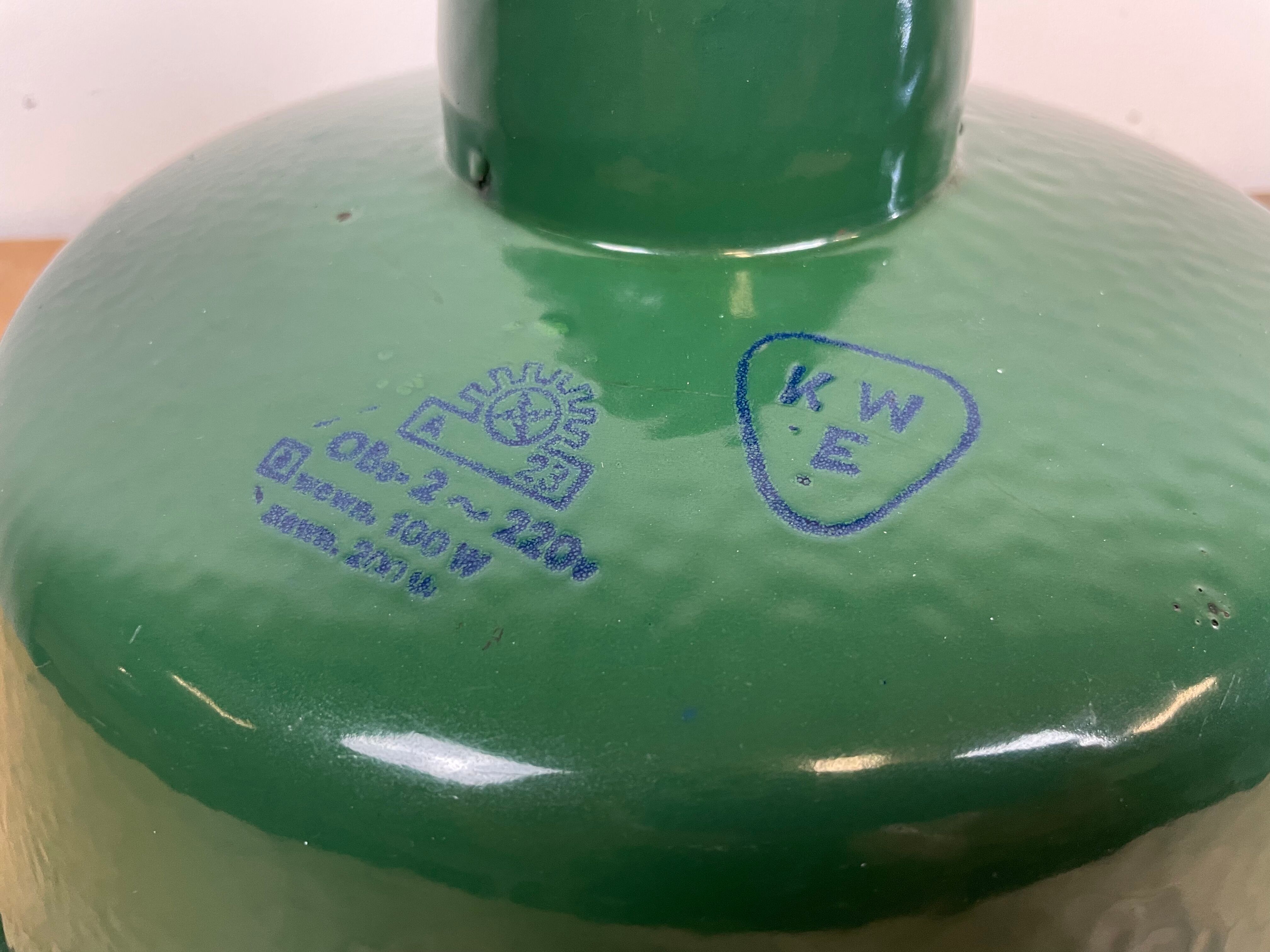 Industrial Green Enamel Pendant Lamp, 1960s