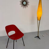 Ancien lampadaire amphore laiton et fibre design des années 60 vintage