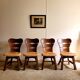 Lot de 4 chaises brutalistes en bois