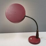 Table lamp in aubergine coloured metal, brass bend and teak wood 1960-70s