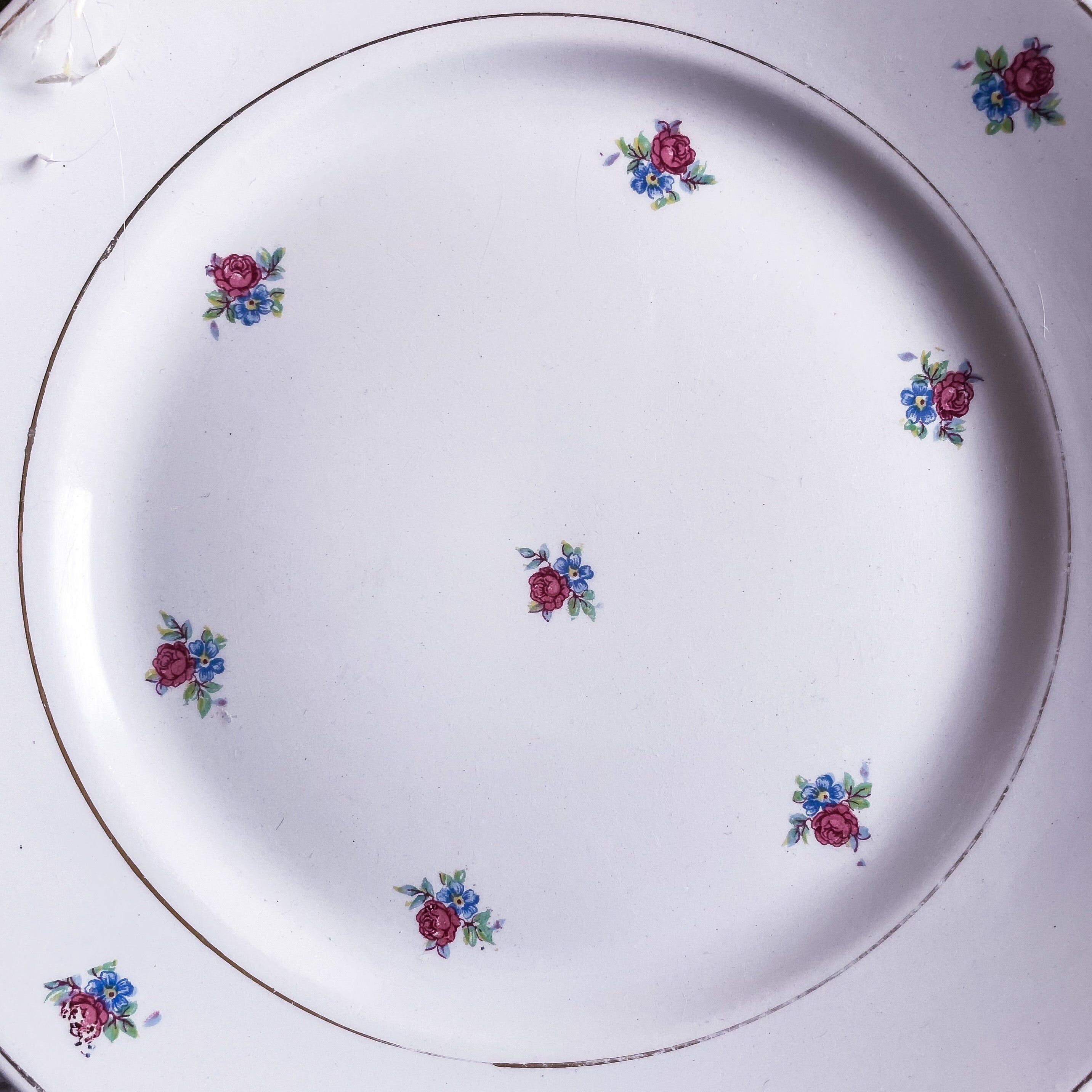 Set of 4 flowery dessert plates