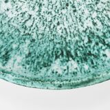 Eva Ruffoni Grand Bol Art Fruitier en Céramique Turquoise, 15 pouces de diamètre, Italie, années 1980