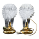 Set of 2 Murano glass "swan shape" table lamps with transparent leaves