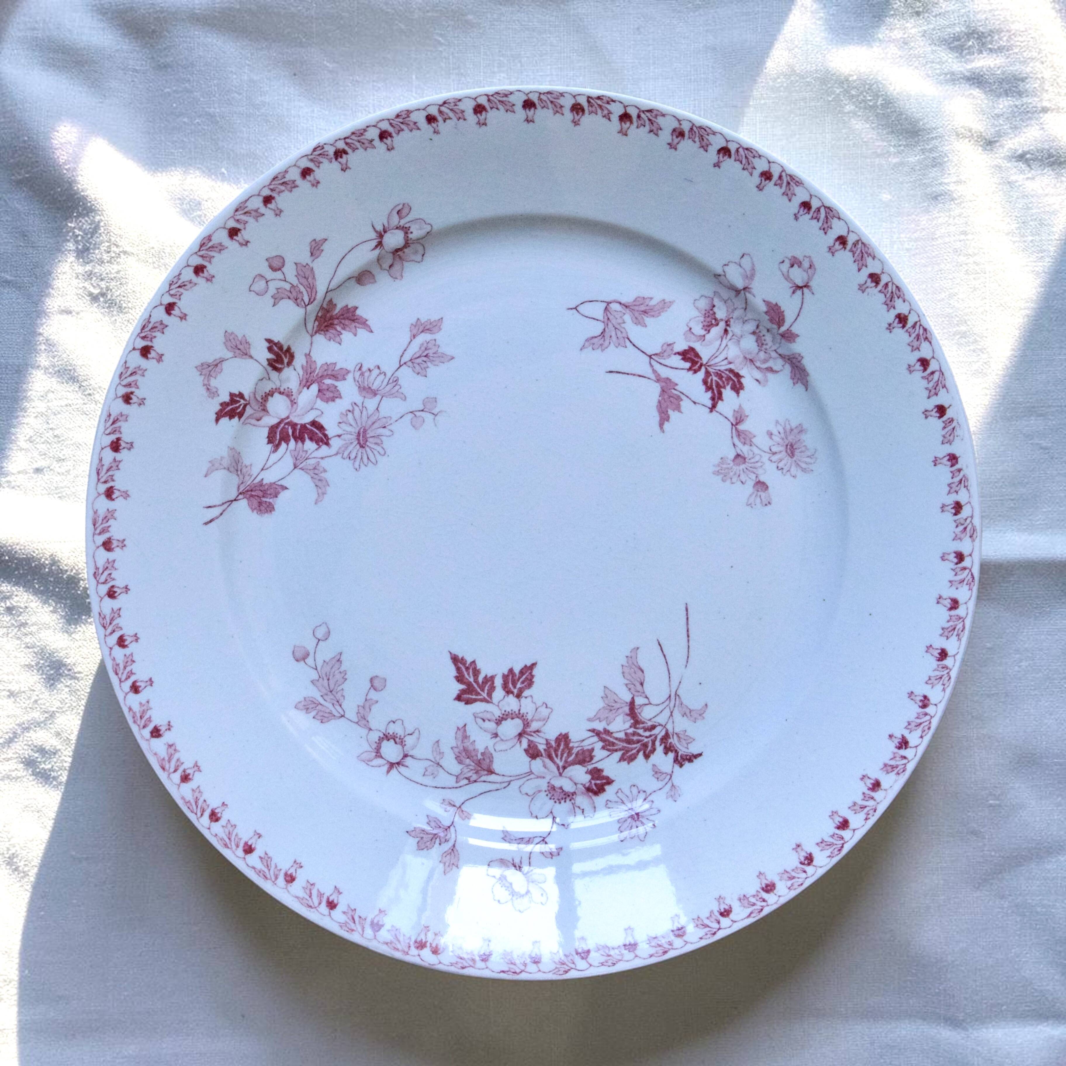 Flat plates from the 19th century, ironstone, signed Maestricht, "Toulouse" collection.