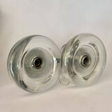 Pair of Mid-Century Wall Sconces in Glass and Chrome