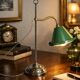 Vintage lamp 1920 Monix nickel-plated metal sage green sheet - 50 cm