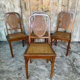 4 chaises anciennes style Louis XVI en bois et cannage, XIXème s.