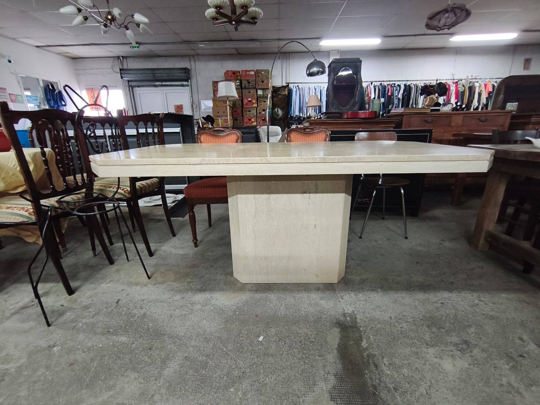 Vintage octagonal dining table travertine 1970s/1980s