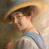 Portrait de femme signé de 1918