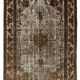Hand-knotted hi-low pile oriental 1980s 203 cm x 303 cm brown rug