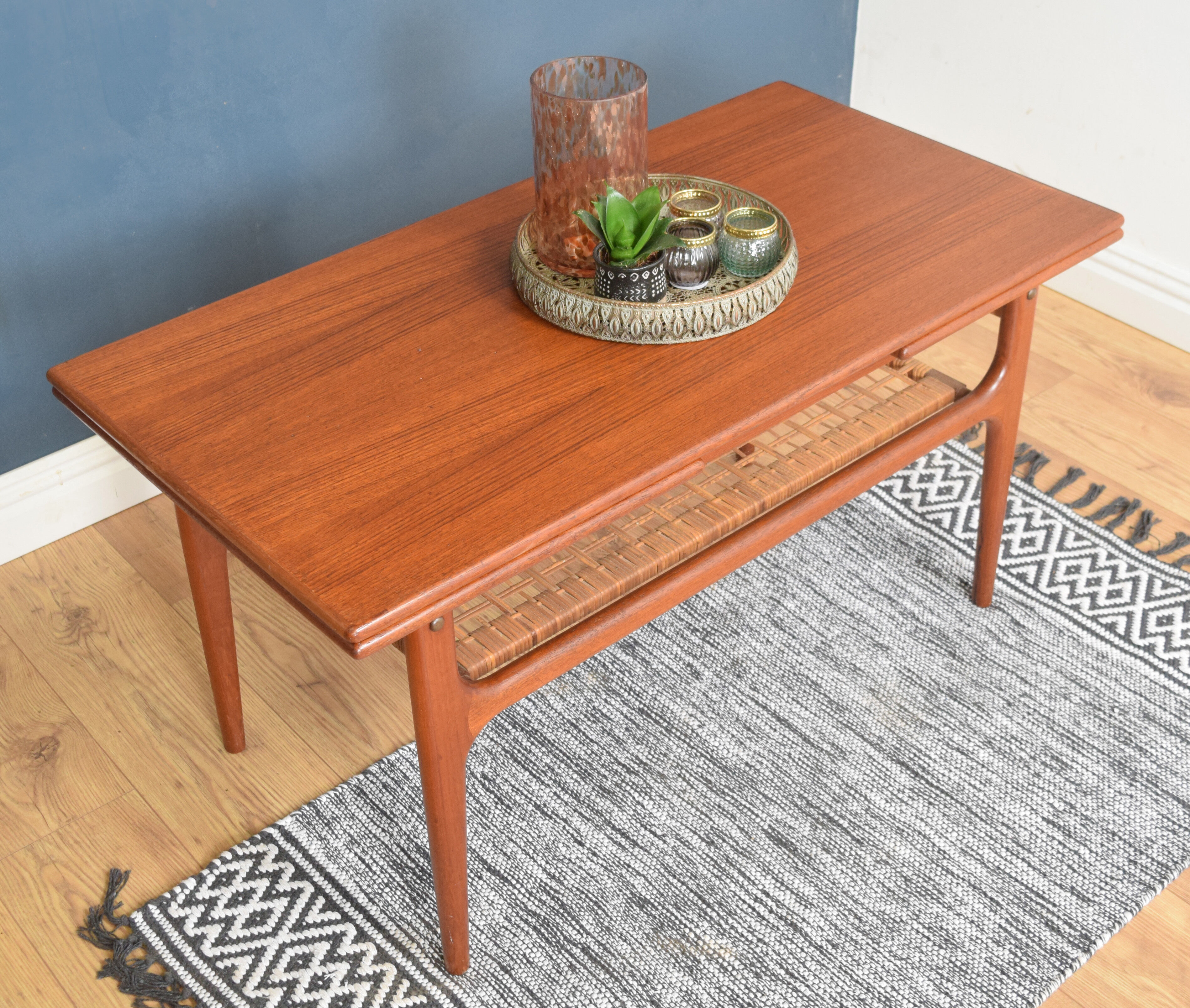 Restored Danish Teak Retro Trioh Draw Leaf Coffee Table