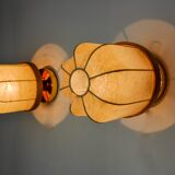 Pair of "cocoon" wall lights, polymer and pine, Italy, 1970