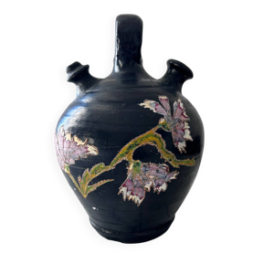 Gargoulette noire décor - floral