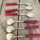 Six ice cream spoons in brass and bakelite