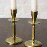 2x Mid century brass candle sticks, Kara Denmark