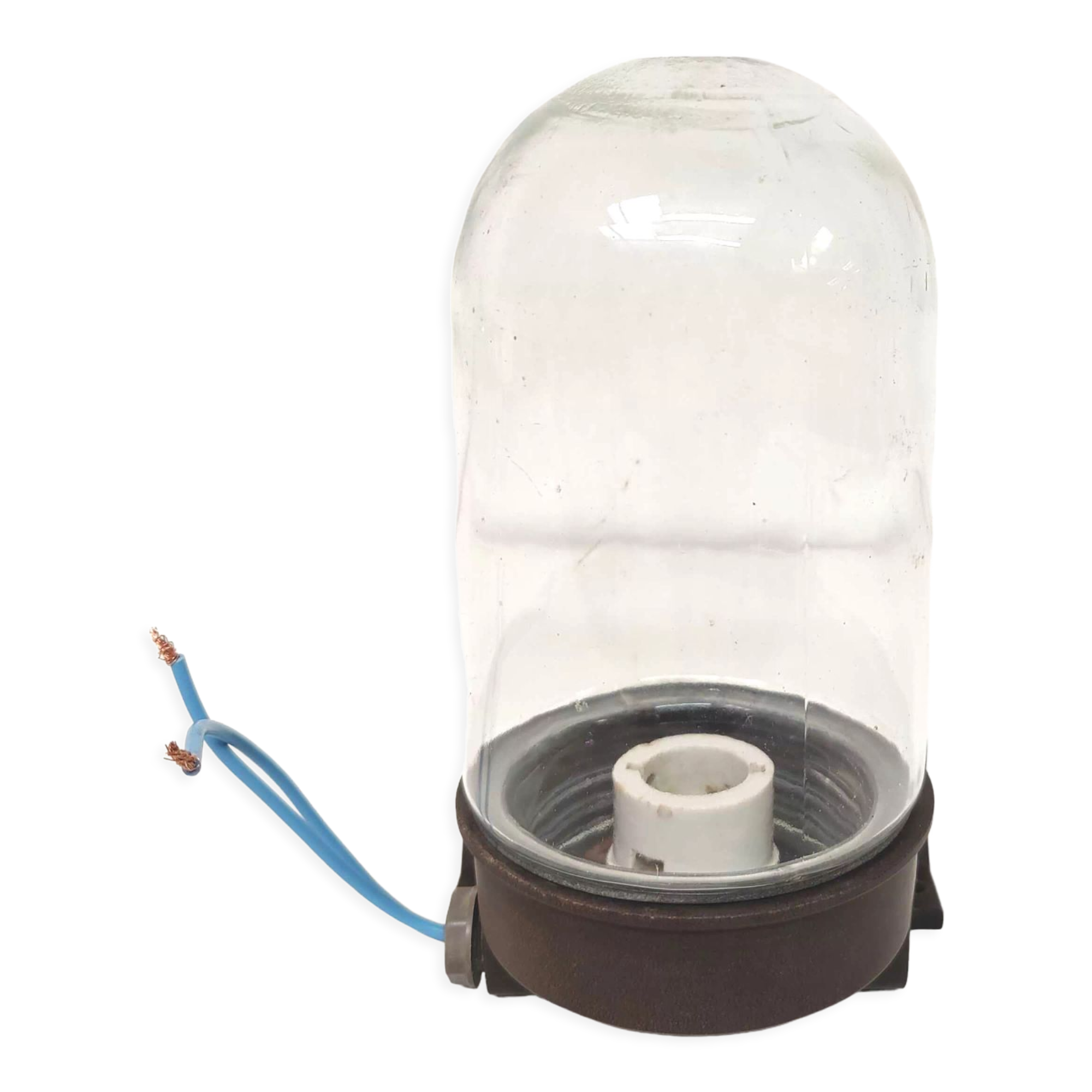 Applique globe en verre et bakélite industriel