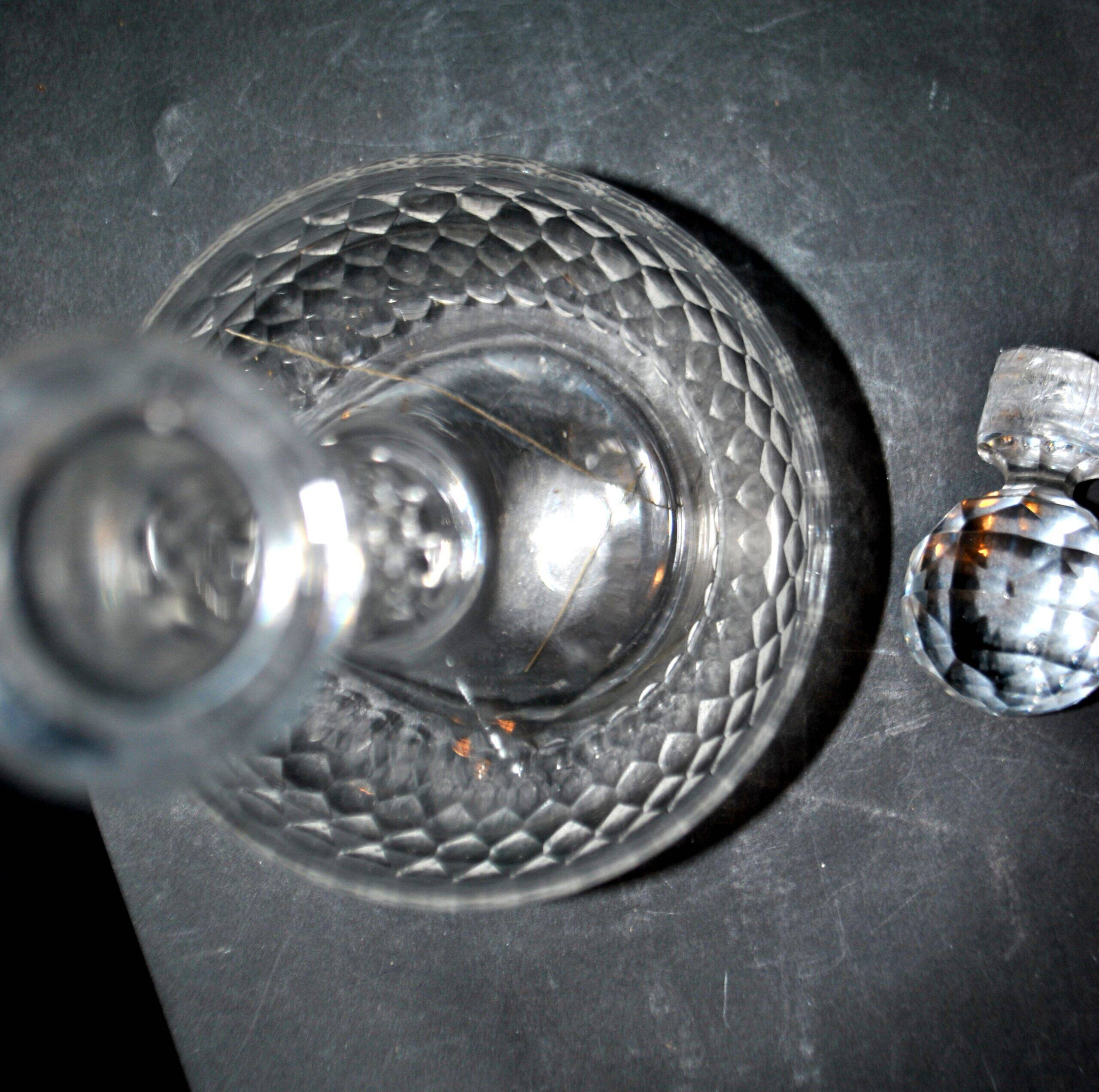 Antique Baccarat tortoiseshell cut crystal liqueur carafe H18cm 1900