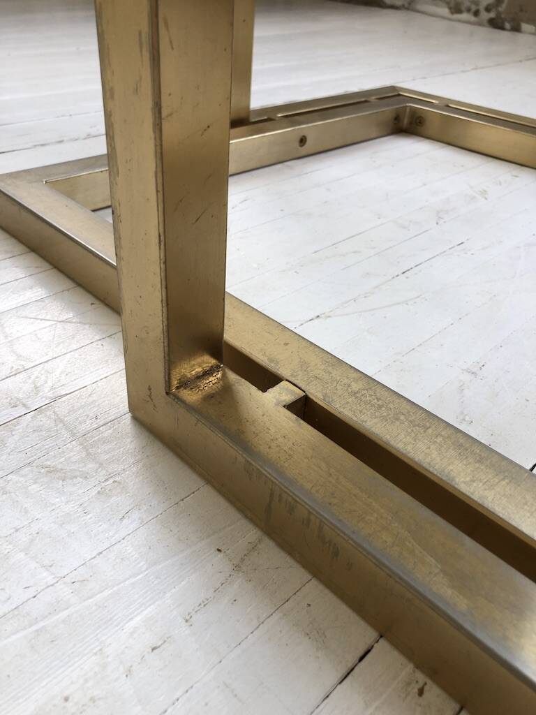 Octagonal table Italy 70 glass and brass