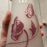blown glass vase with art nouveau flower decoration