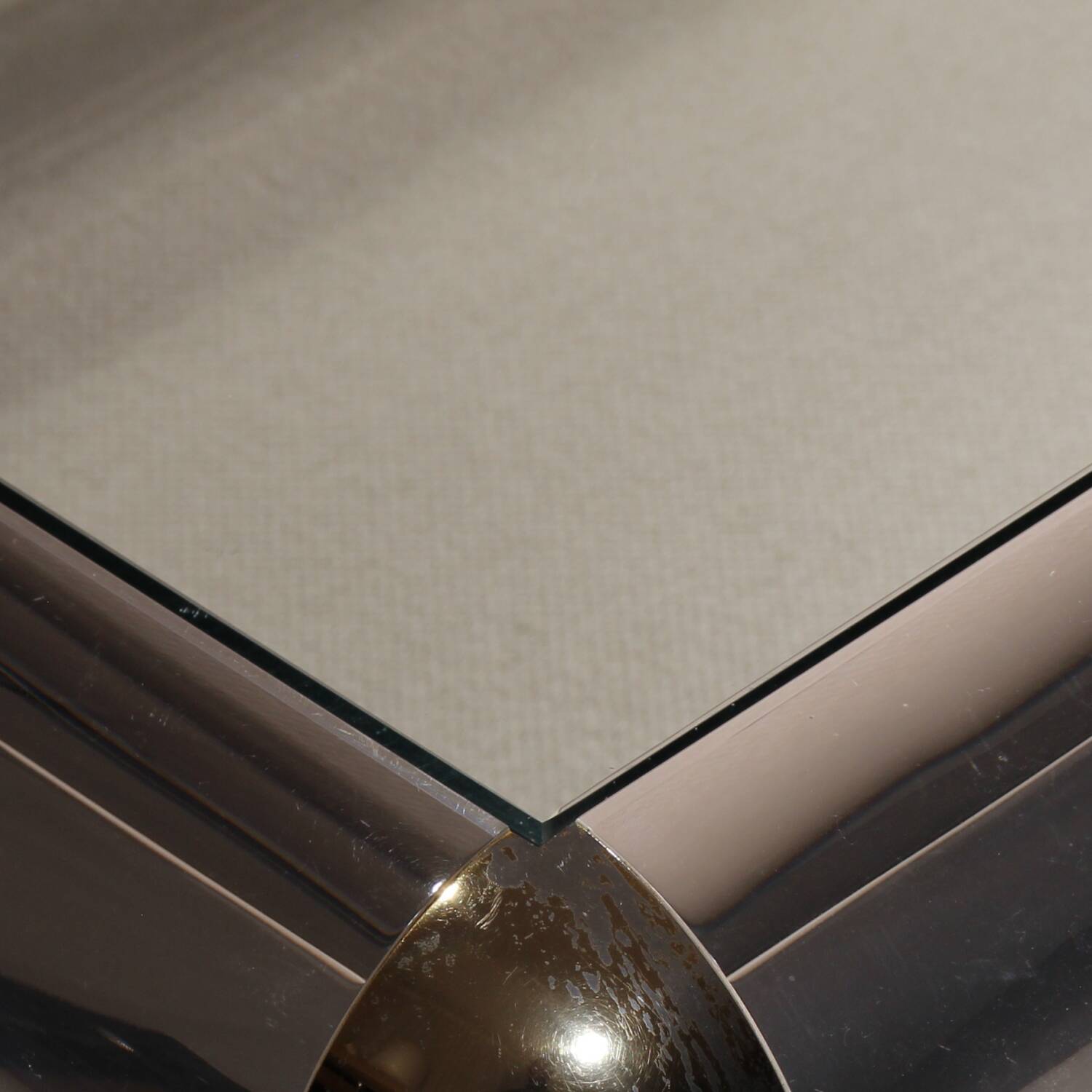 Rectangular Lucite & Brass Coffee Table | Europe 1970s