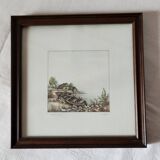 Vintage 3x Ludwig Urack Small German River Scene & Boats Art Prints