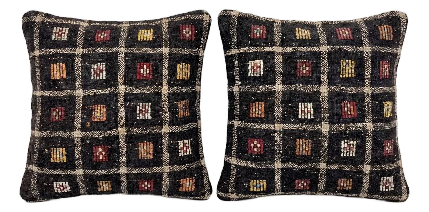 Set of 2 vintage kilim cushion covers 61x61 cm