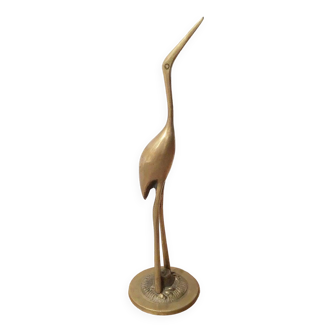 Vintage Heron Brass Bird Statuette