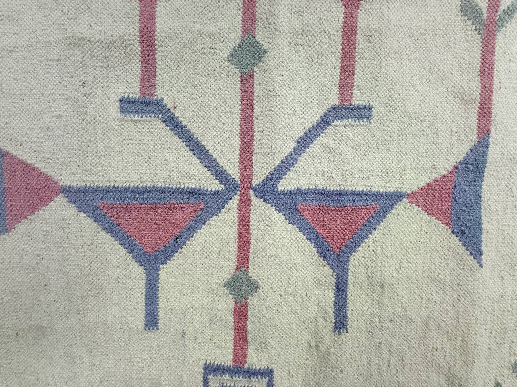 Vintage kilim rug, wool and cotton, folk art style, Poland, 1970s