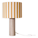 Lampe grès et abat-jour rayures jaunes