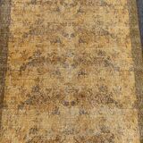 Tapis Oushak jaune 4x7 tapis vintage, tapis surteint jaune, tapis pour vivre MOON.148