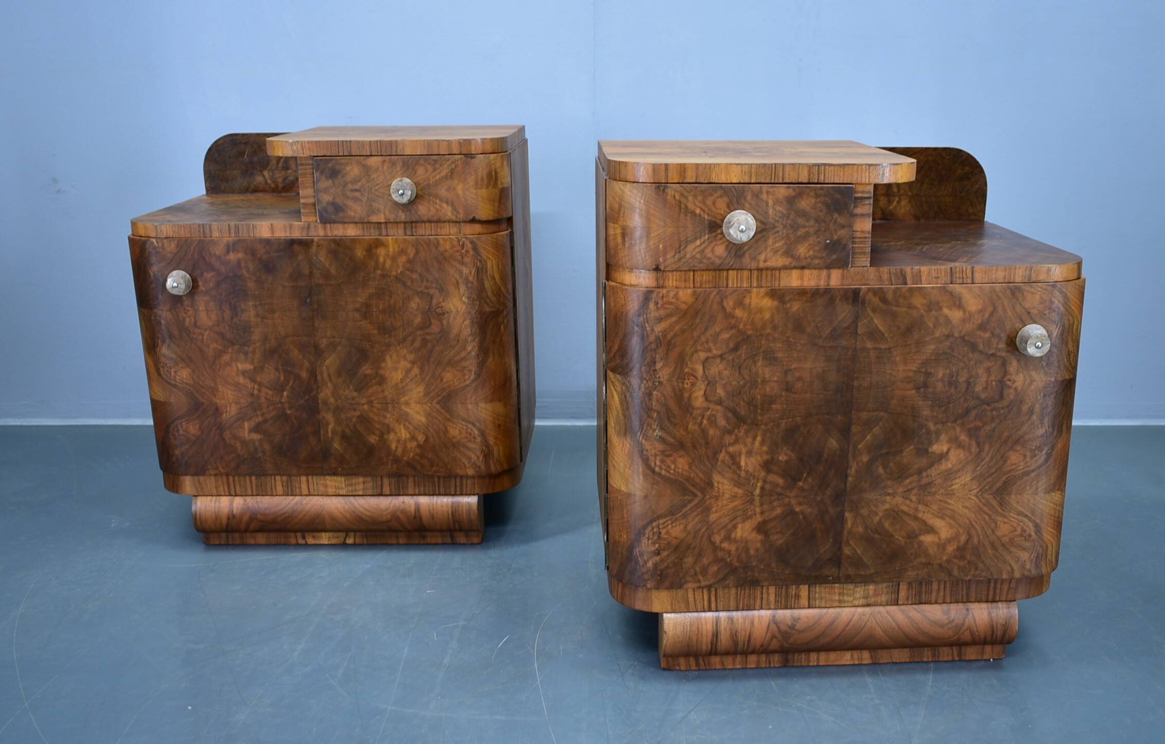 1935s Pair of Art Deco Bedside Tables, Czechoslovakia