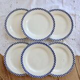 Antique flat plates, ironstone Salins – Checkerboard model