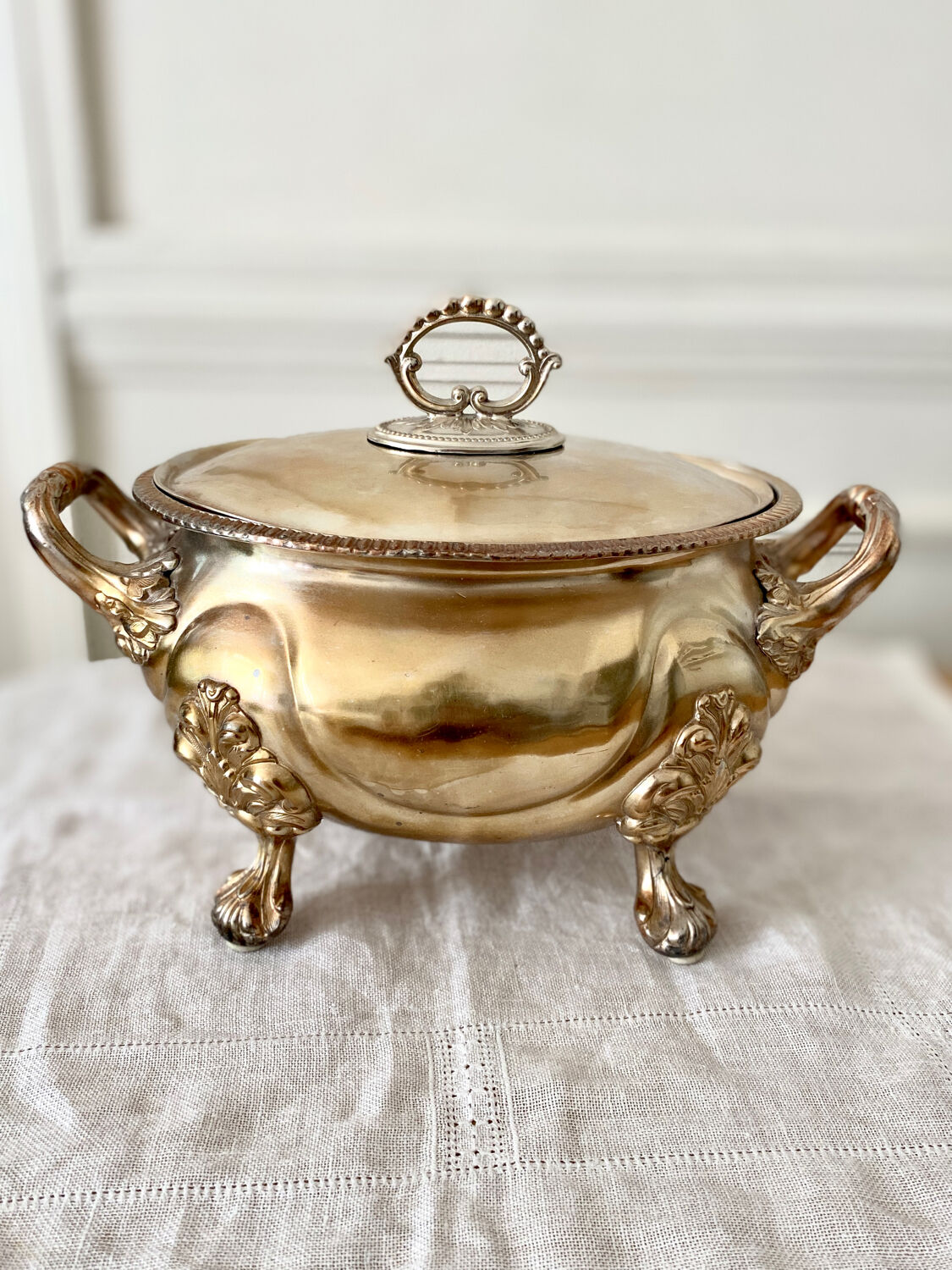Silver metal tureen