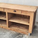 Central island bar counter in pine with two drawers