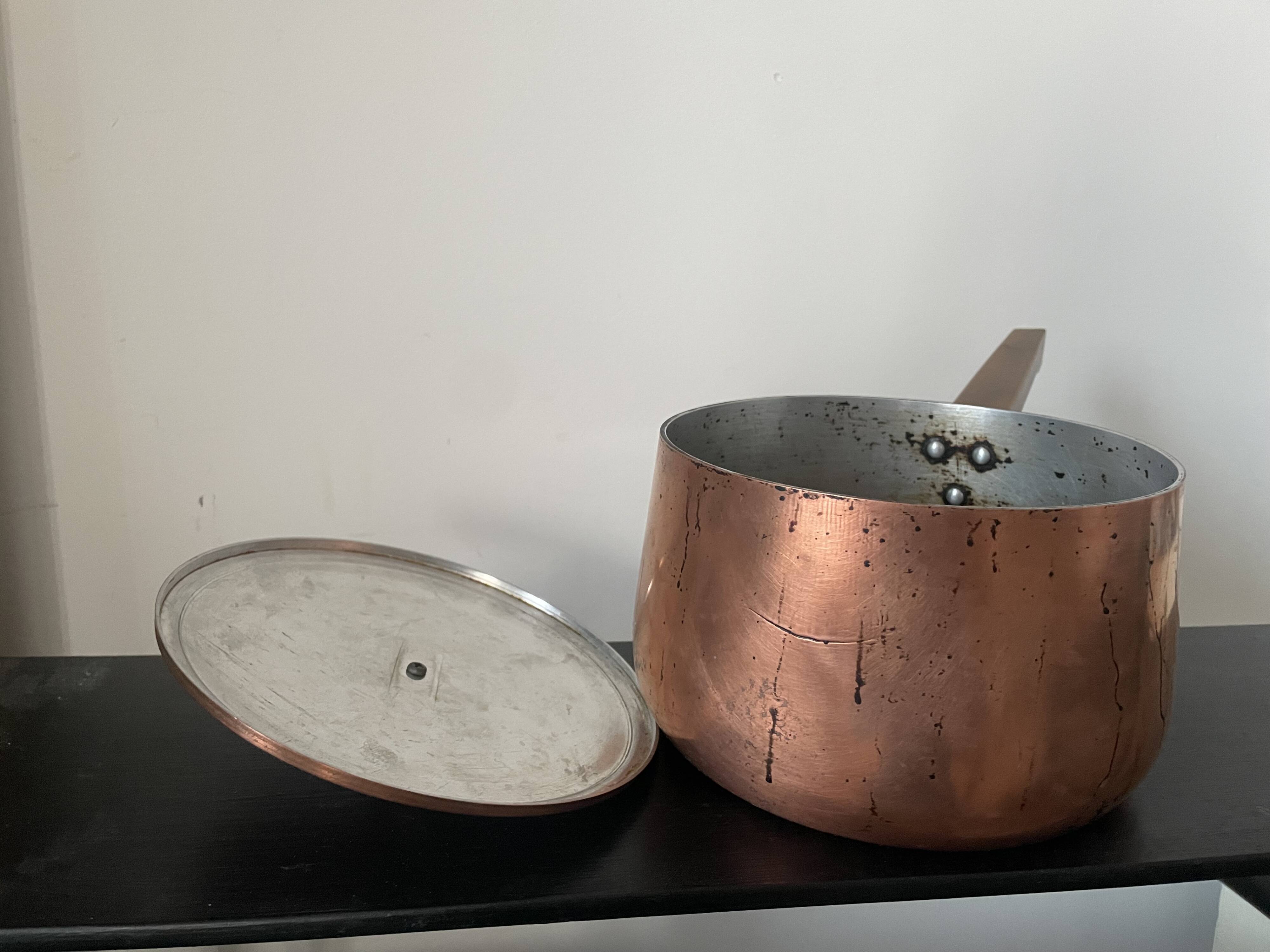 Casserole en cuivre étamé ancienne