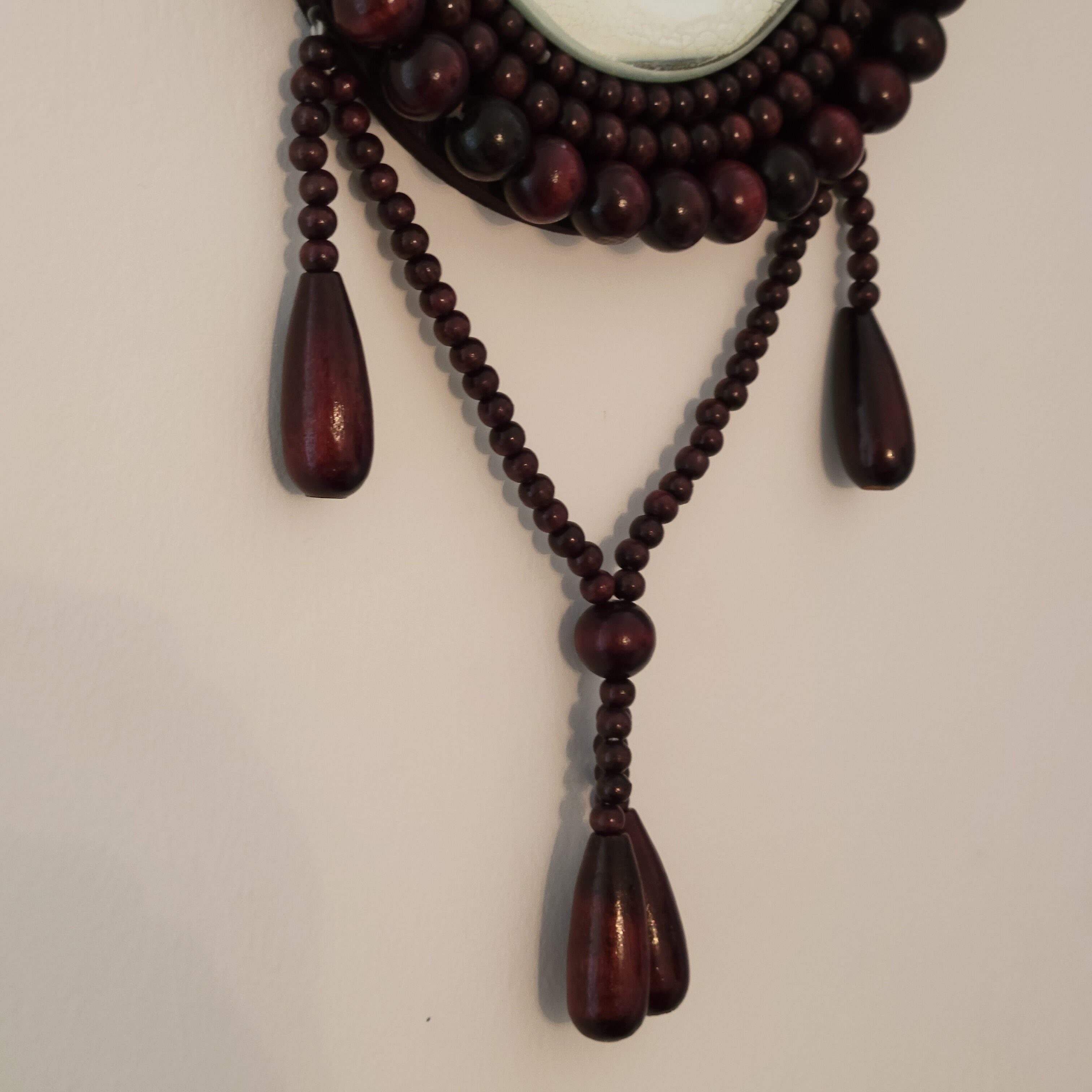 Miroir vintage bohème en perles de bois