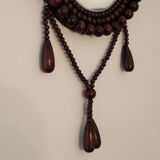 Miroir vintage bohème en perles de bois