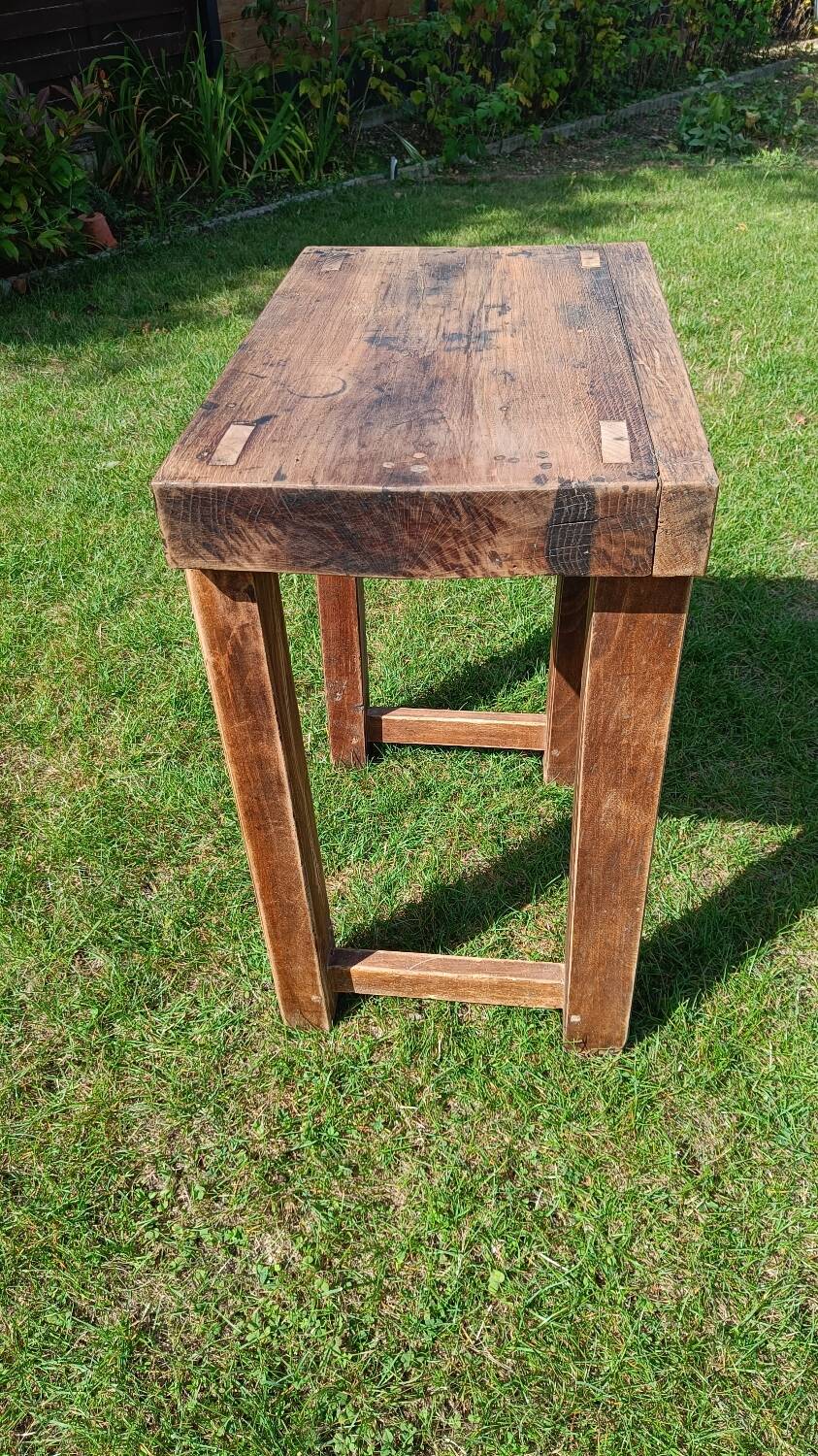 Small antique workbench in solid oak