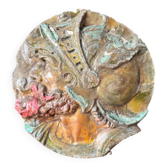 Gothic Revival plaster wall decoration Mascaron from the late 19th/early 20th century.