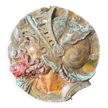 Gothic Revival plaster wall decoration Mascaron from the late 19th/early 20th century.