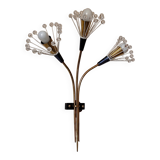 Wall lamp with 3 lights, brass and crystal balls, 1950s.