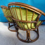 Vintage rattan bench 70s
