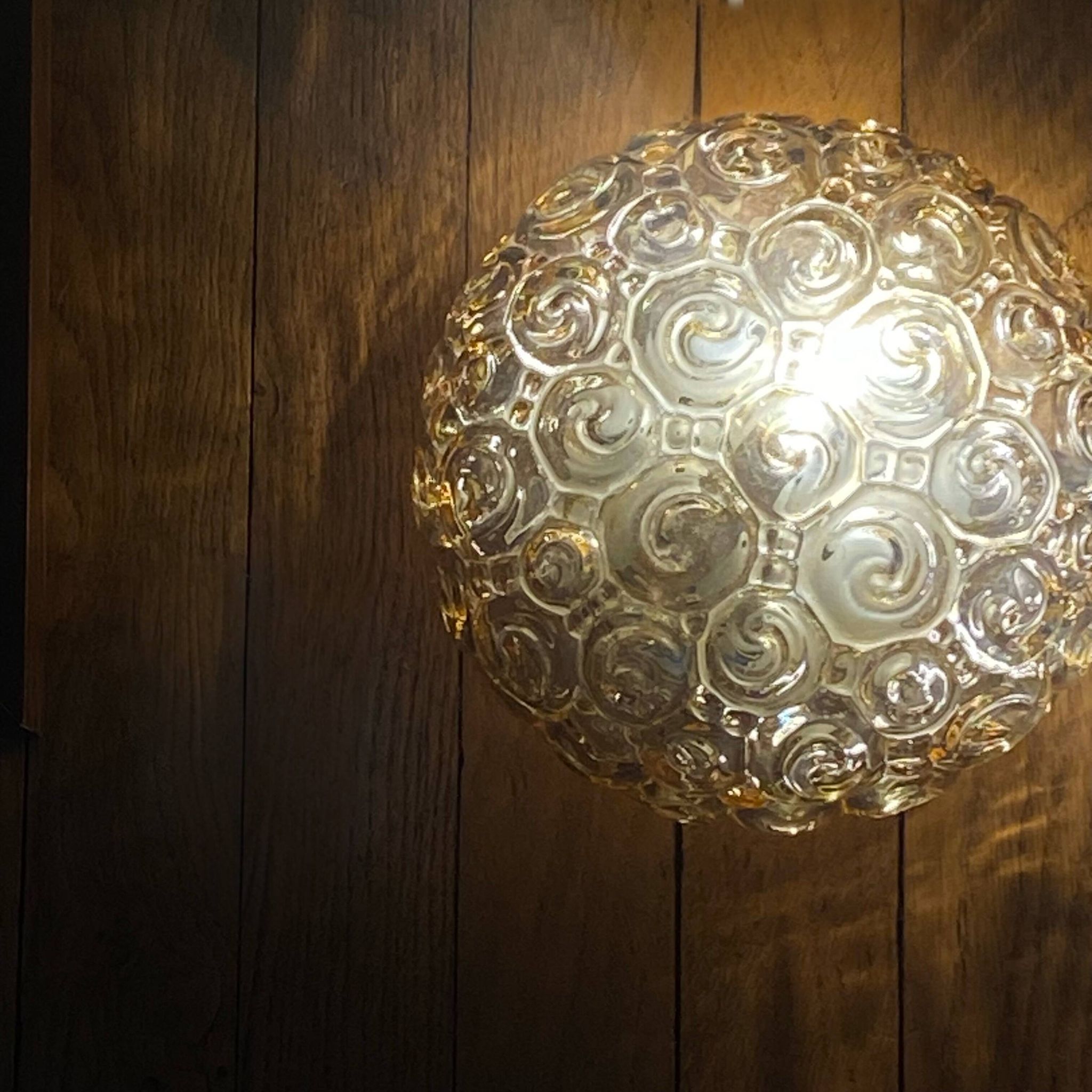 Antique wall light or ceiling fixture porthole Helena Tynell in gilded glass