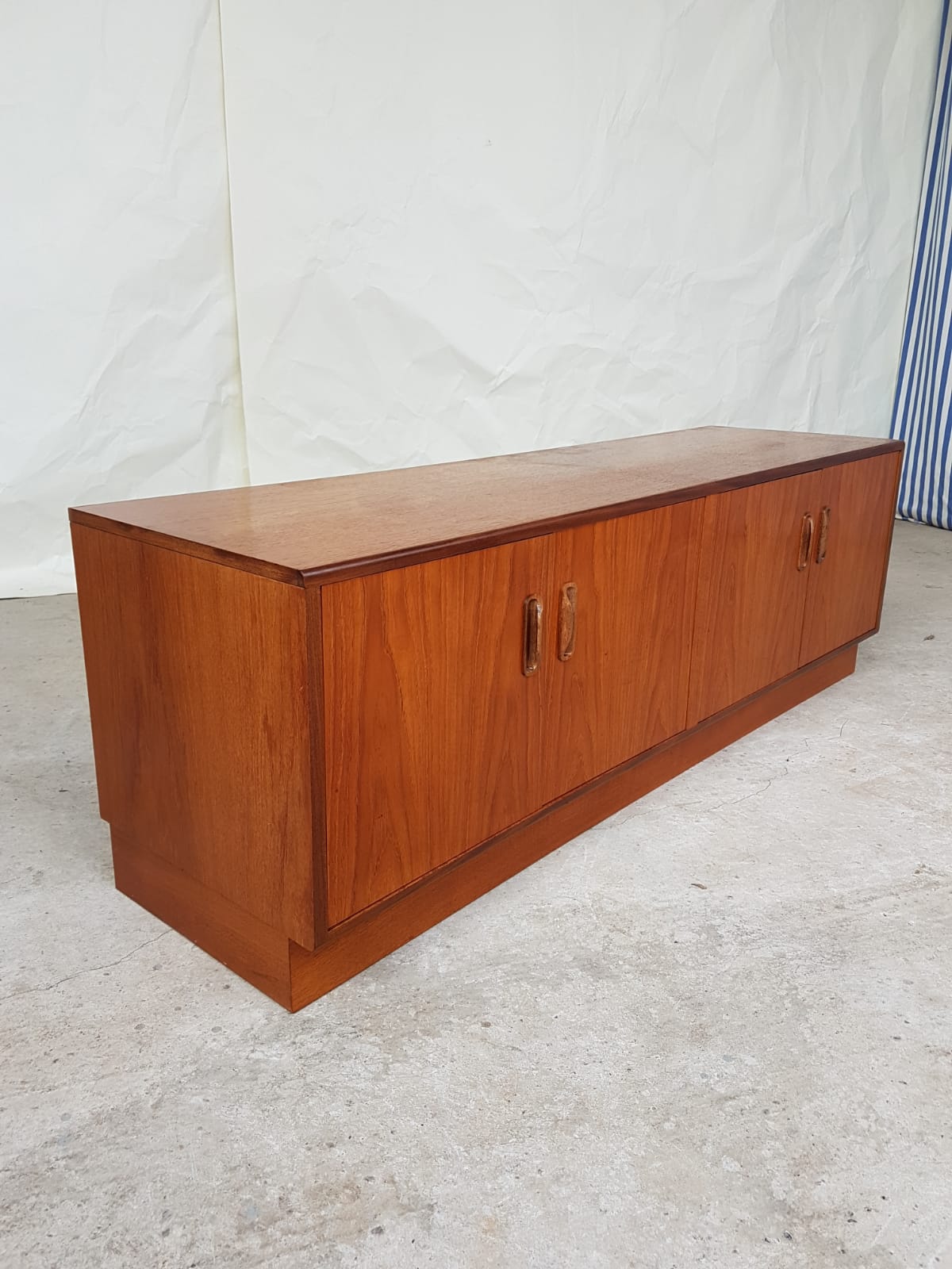 Vtg Mid Century G Plan Fresco Teak Sideboard Danish Media Vinyl Storage Retro