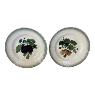 Pair of old Saint Amand fruit plates
