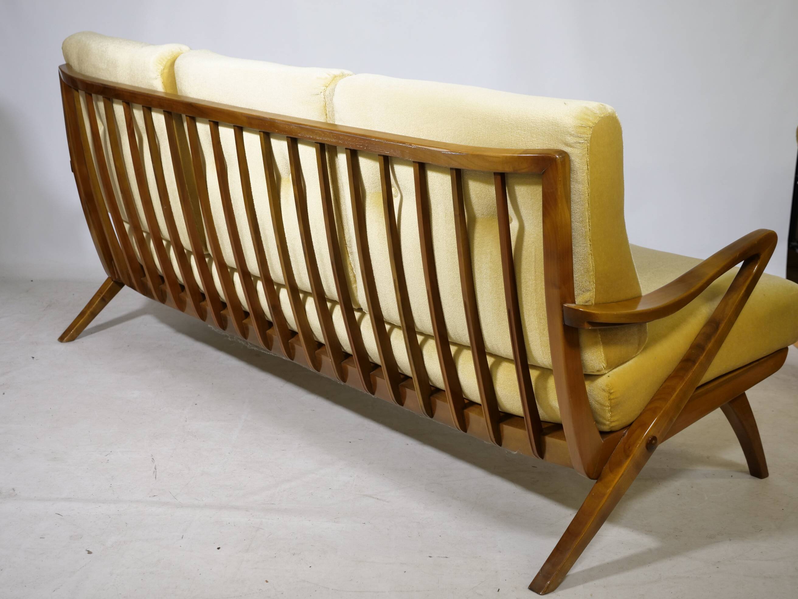 Three Seat Sofa in Wood attributed to Guglielmo Ulrich, Italy, 1950s