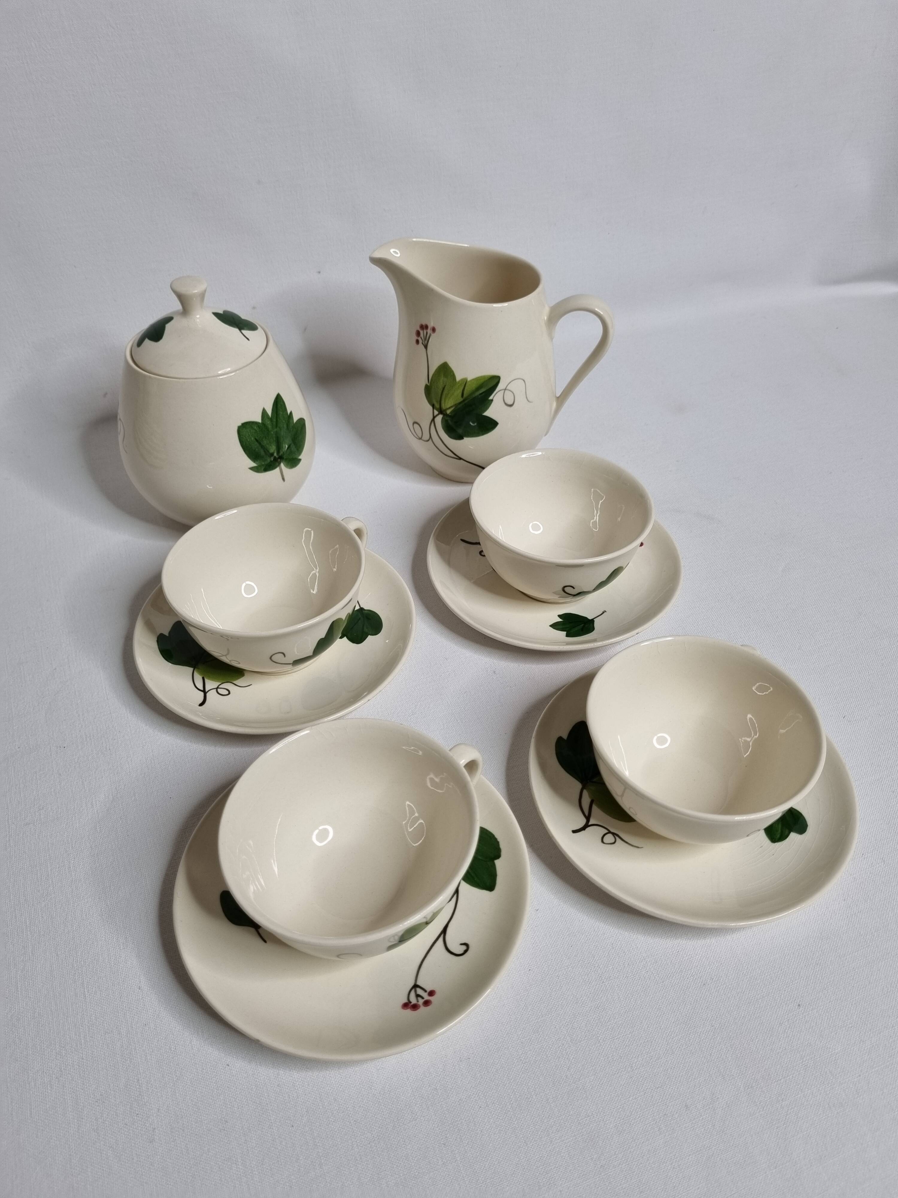 Vintage coffee service, hand-painted plant decor, Villeroy and Boch
