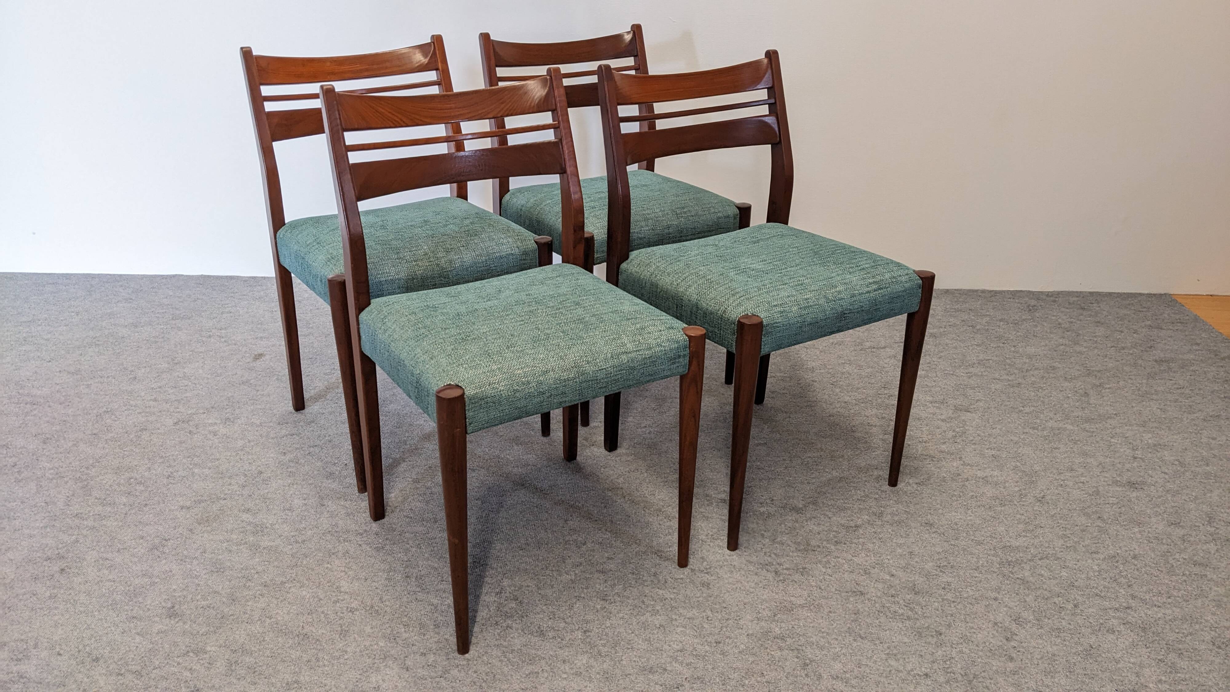 Set of 4 Scandinavian teak chairs, Denmark circa 1960.