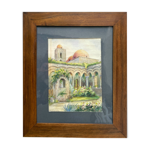Tableau aquarelle Orientaliste - cadre