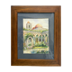 Orientalist watercolour painting "The Patio" signed & pitch pine frame